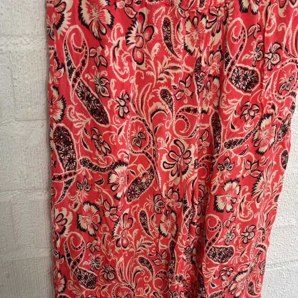 Mango MNG Paisley Wide-Leg Elastic Waist Ankle Pants sz S - Picture 7 of 7